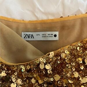 Zara Sparkling Gold Sequin Blouse